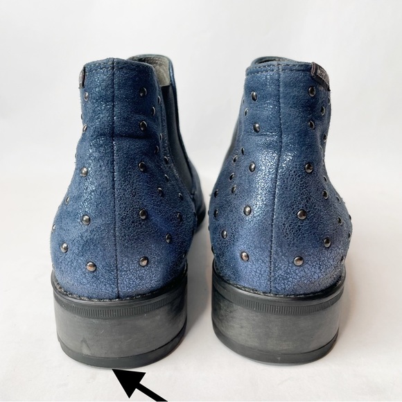 Mephisto Soria 1 Studded Blue Metallic Nubuck Leather Ankle Bootie Size 9 - Picture 10 of 13